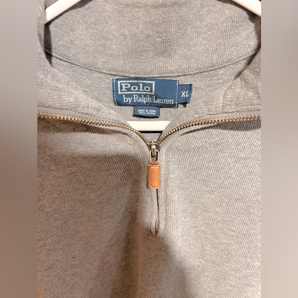 Men’s XL Polo By Ralph Lauren Estate Rib Quarter Zip Gray Pullover Sweater - Picture 2 of 4